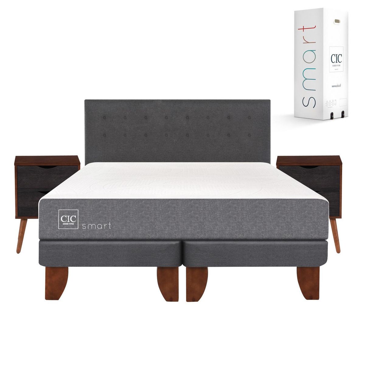 CIC - Cama europea smart king + muebles
