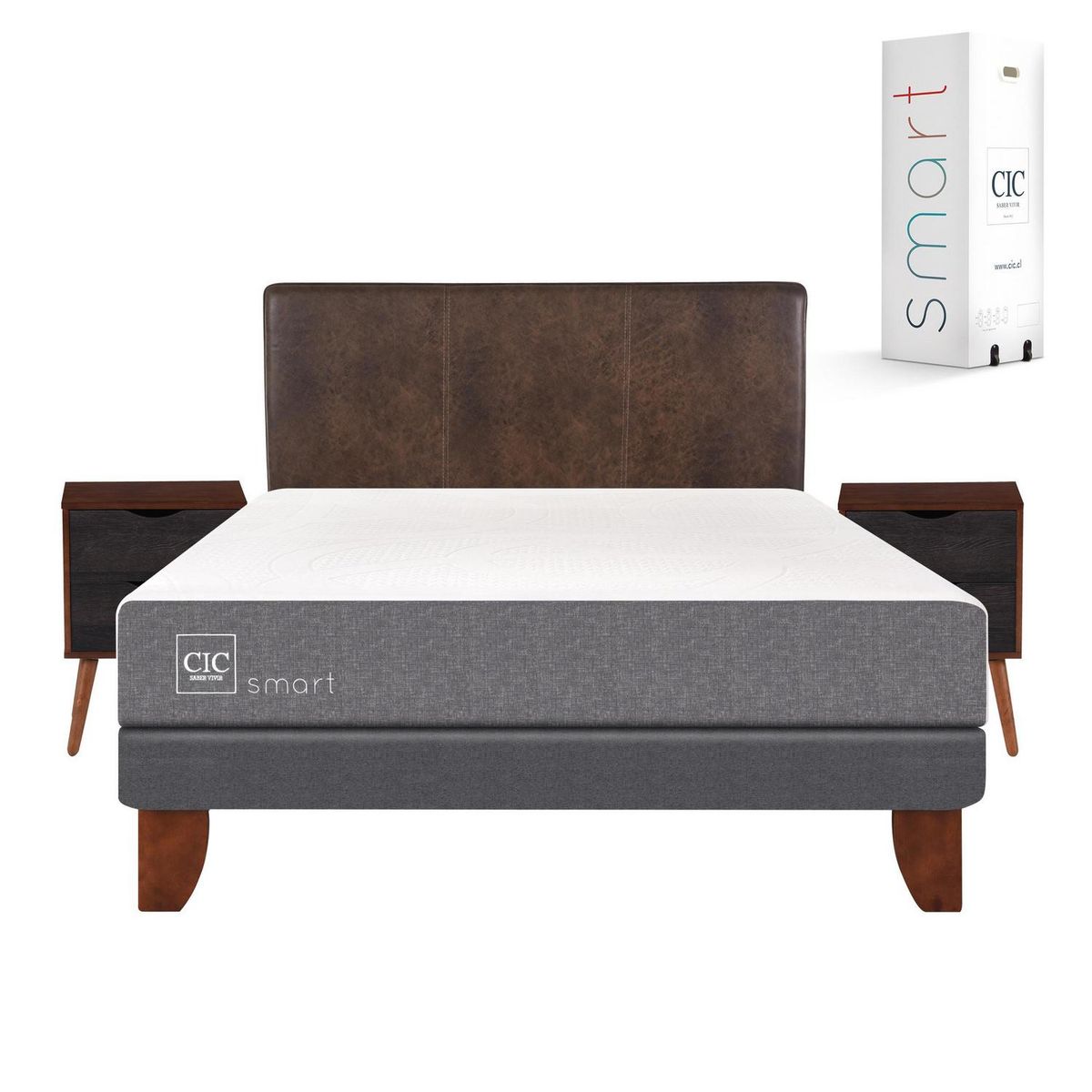 CIC - Cama europea smart 2 plazas bn + muebles