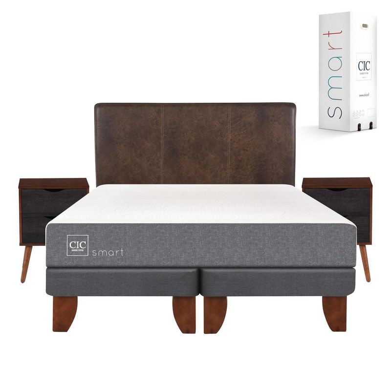 CIC - Cama europea smart 2 plazas bd + muebles