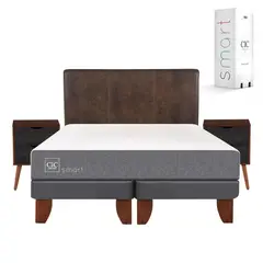 CIC - Cama europea smart 2 plazas bd + muebles