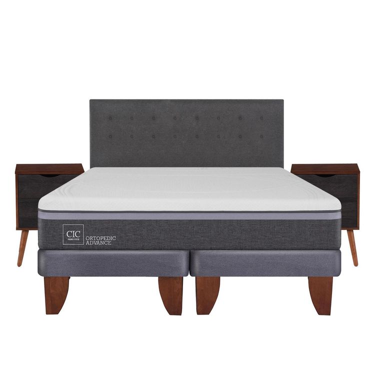 Cama Europea Ortopedic Advance King + Muebles