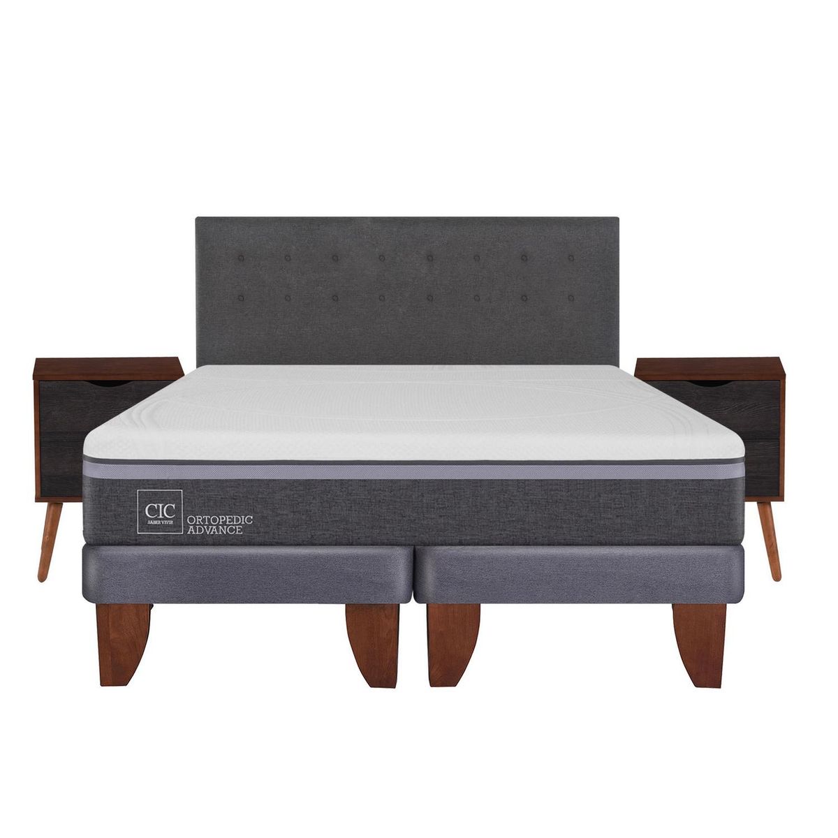 CIC - Cama europea ortopedic advance king + muebles