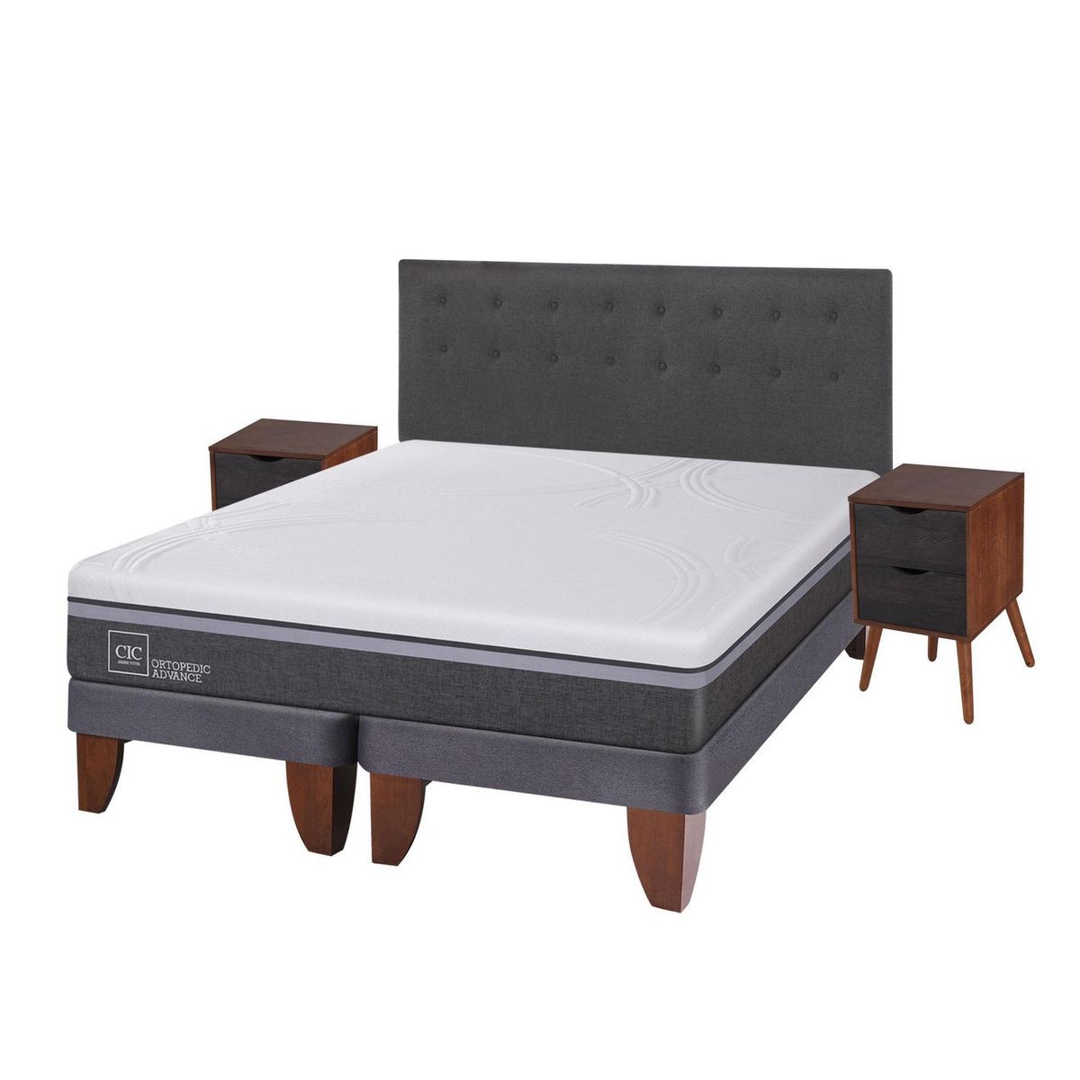 CIC - Cama europea ortopedic advance king + muebles