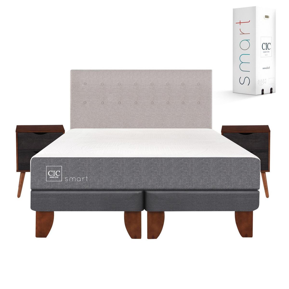 CIC - Cama europea smart king + muebles