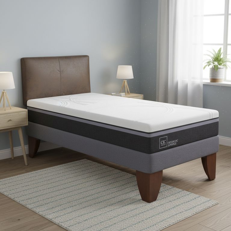 Cama Europea Ortopedic Advance 1.5 Plazas + Respaldo