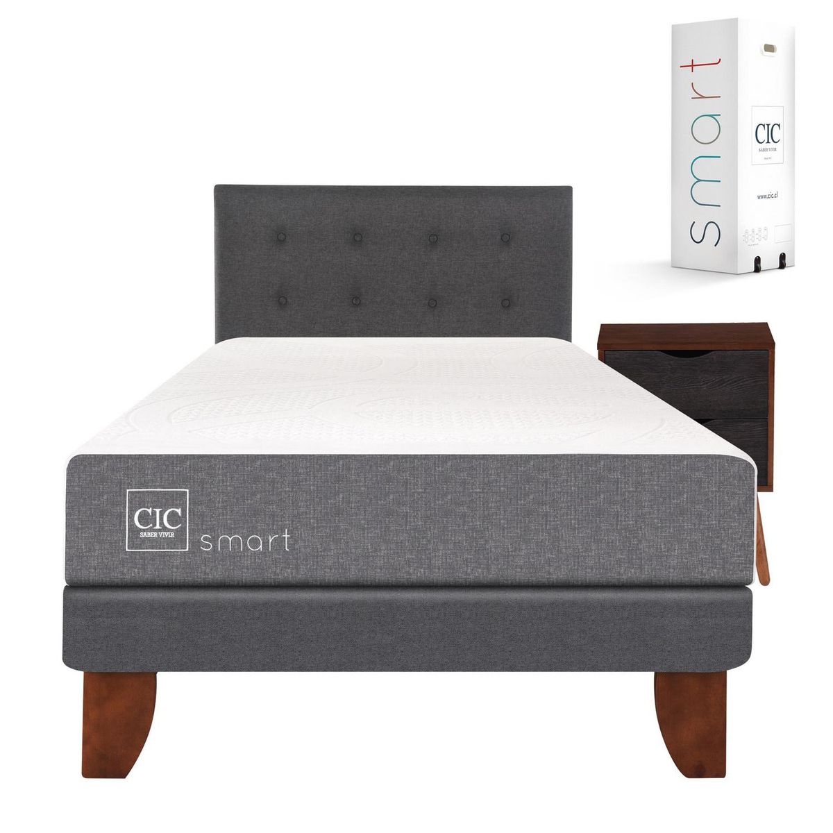 CIC - Cama europea smart 1.5 plazas + muebles