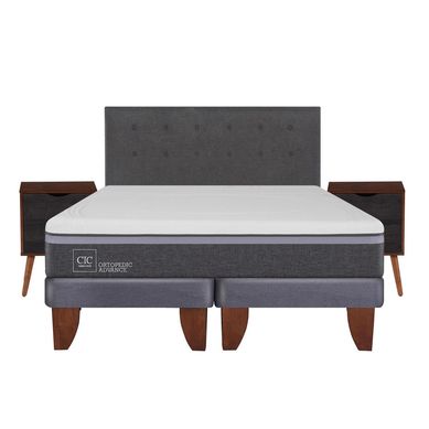 Cama europea ortopedic advance 2 plazas bd + muebles