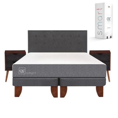 Cama europea smart 2 plazas bd + muebles