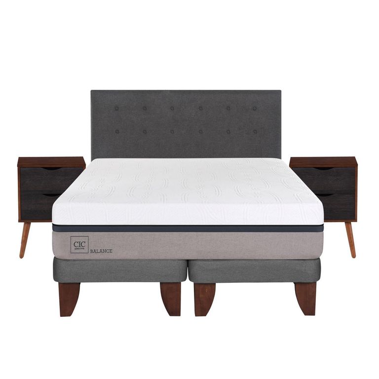 CIC Cama Europea Balance 2 Plazas Bd + Muebles