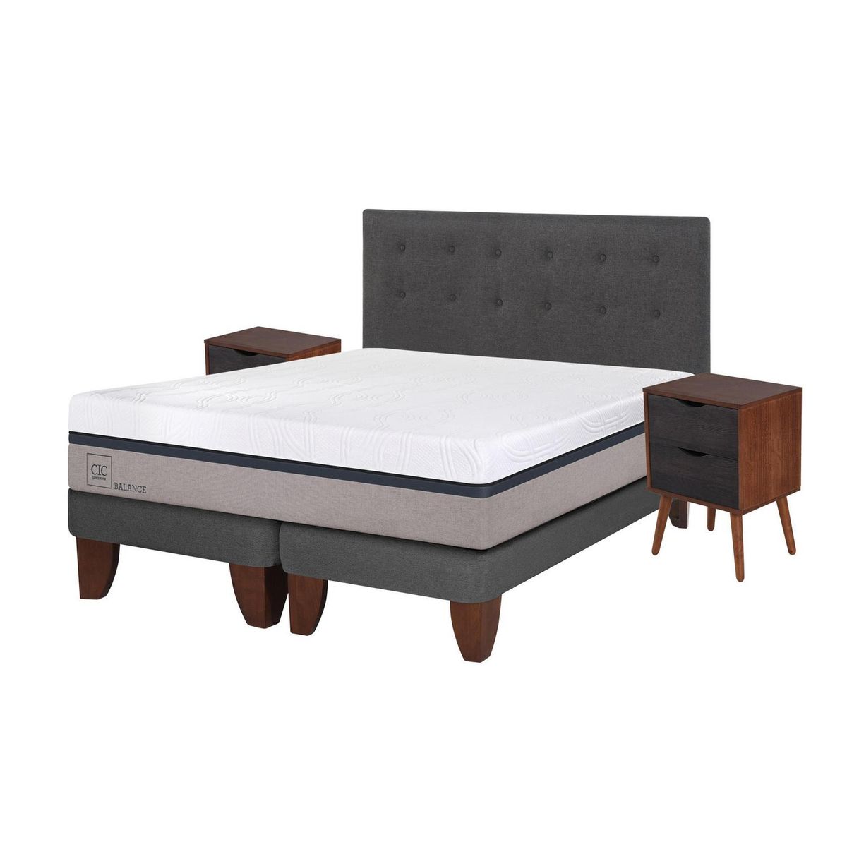 CIC - Cama europea balance 2 plazas bd + muebles