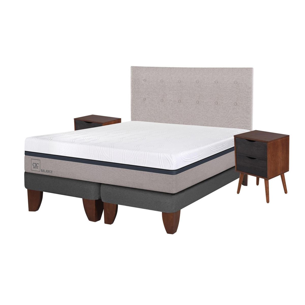 CIC - Cama europea balance 2 plazas bd + muebles
