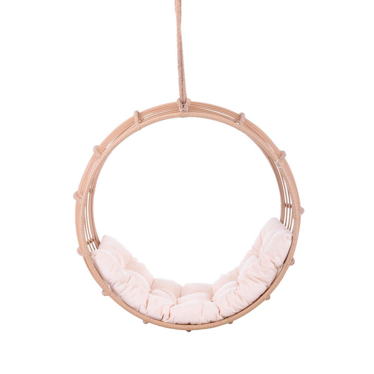 EL BARCO - Silla colgante boho rattan 90x90x60 cm café