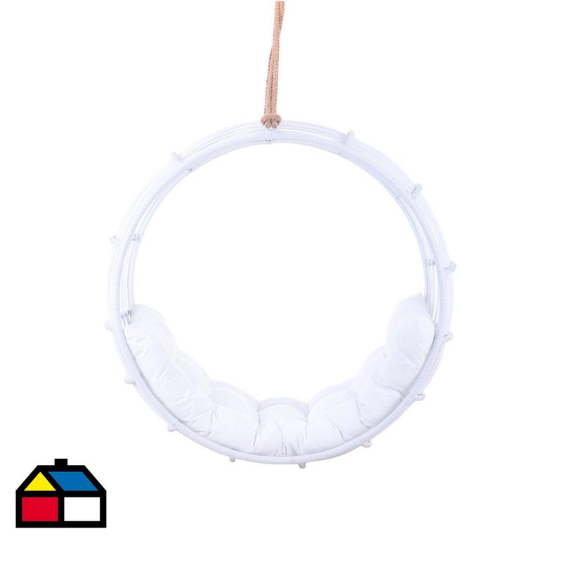 EL BARCO - Silla colgante boho rattan 90x90x60 cm blanco