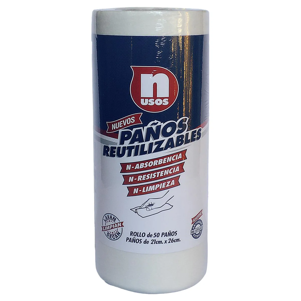 N USOS - Rollo Paños Reutilizables N Usos 50 Unidades 21x26 cm Doméstico