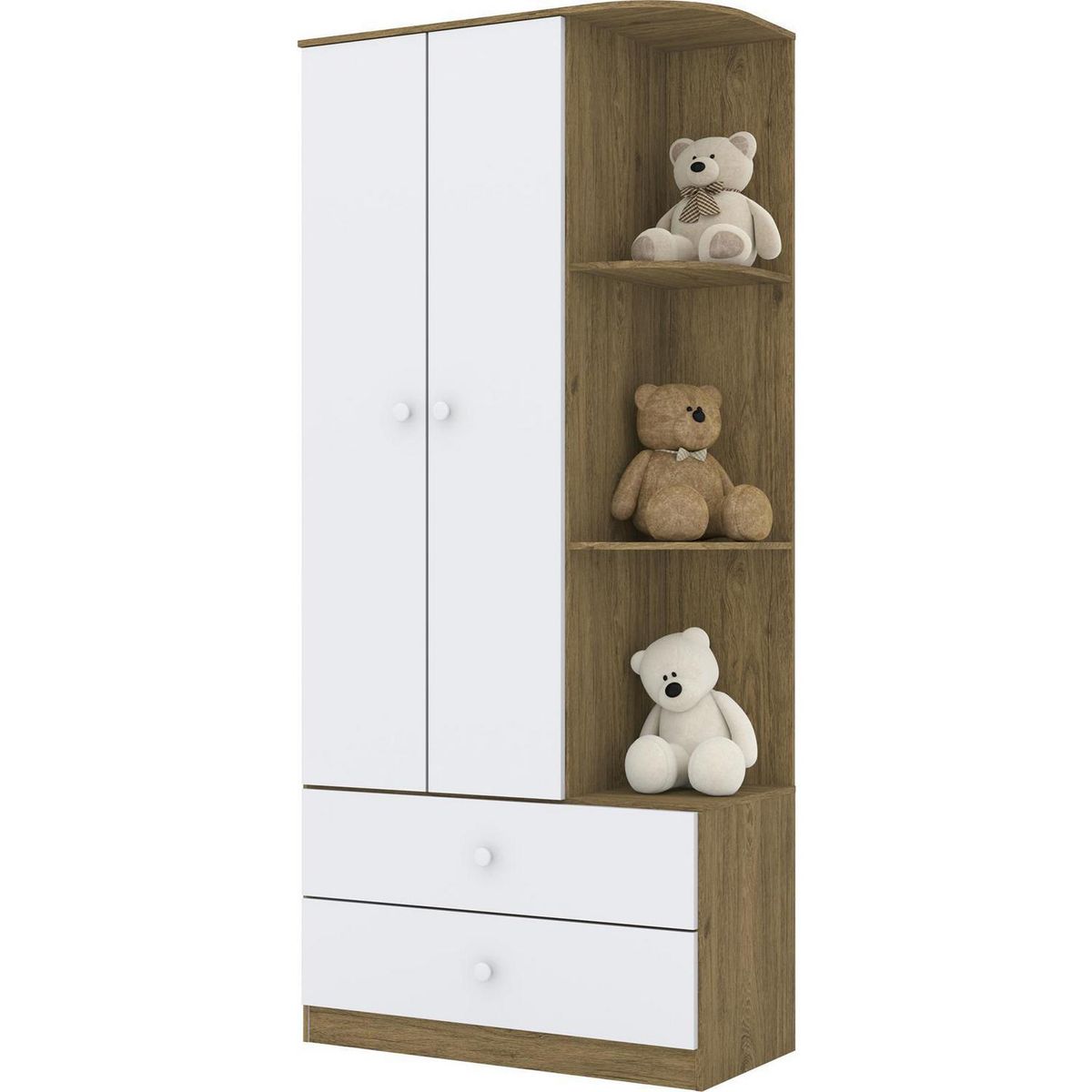 HOME MOBILI - Clóset Infantil Marilyn 2 Puerta(s) 2 Cajón(es) 3 Repisa(s) 80x180x40 cm Café/Blanco