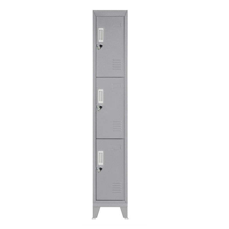 MALETEK - Locker 3 Puerta(s) 3 Cajone(s) 3 Repisa(s) 29x166x45 cm Gris