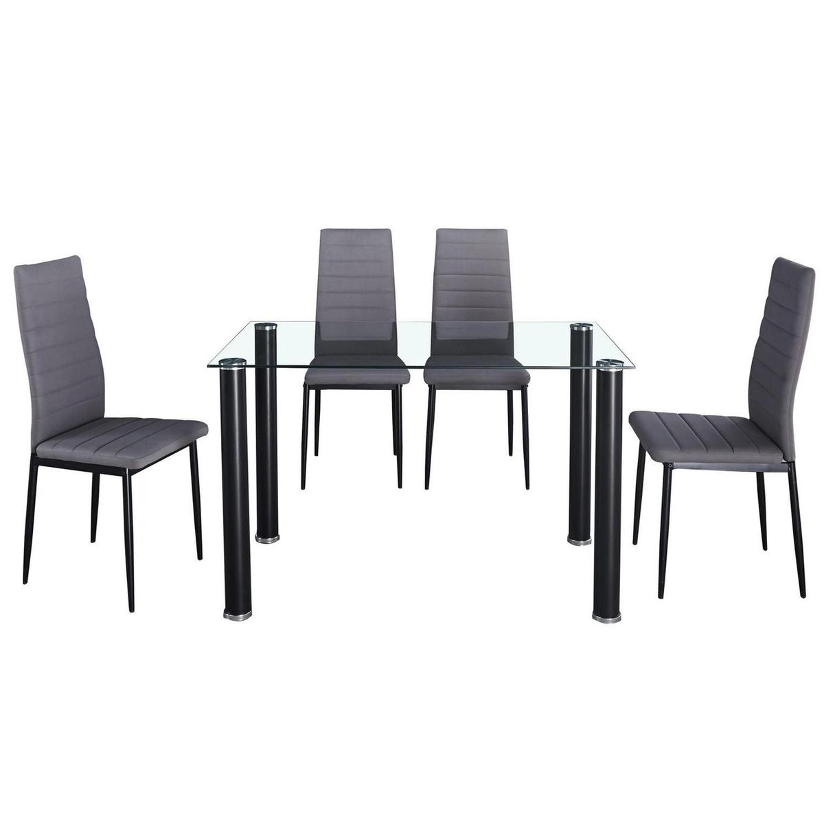 JUST HOME COLLECTION - Juego de Comedor Shade 4 Sillas Mesa Rectangular 70x75x120 cm Transparente - Café