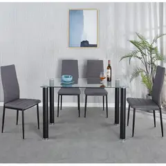 JUST HOME COLLECTION - Juego de Comedor Shade 4 Sillas Mesa Rectangular 70x75x120 cm Transparente - Café