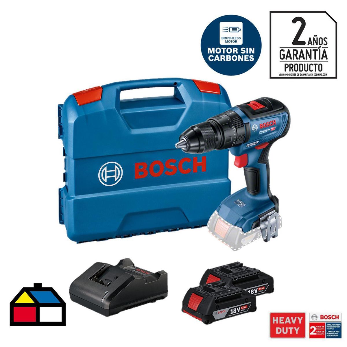 BOSCH - Taladro Inalámbrico Percutor 13 mm 18 V Brushless/2 Baterías