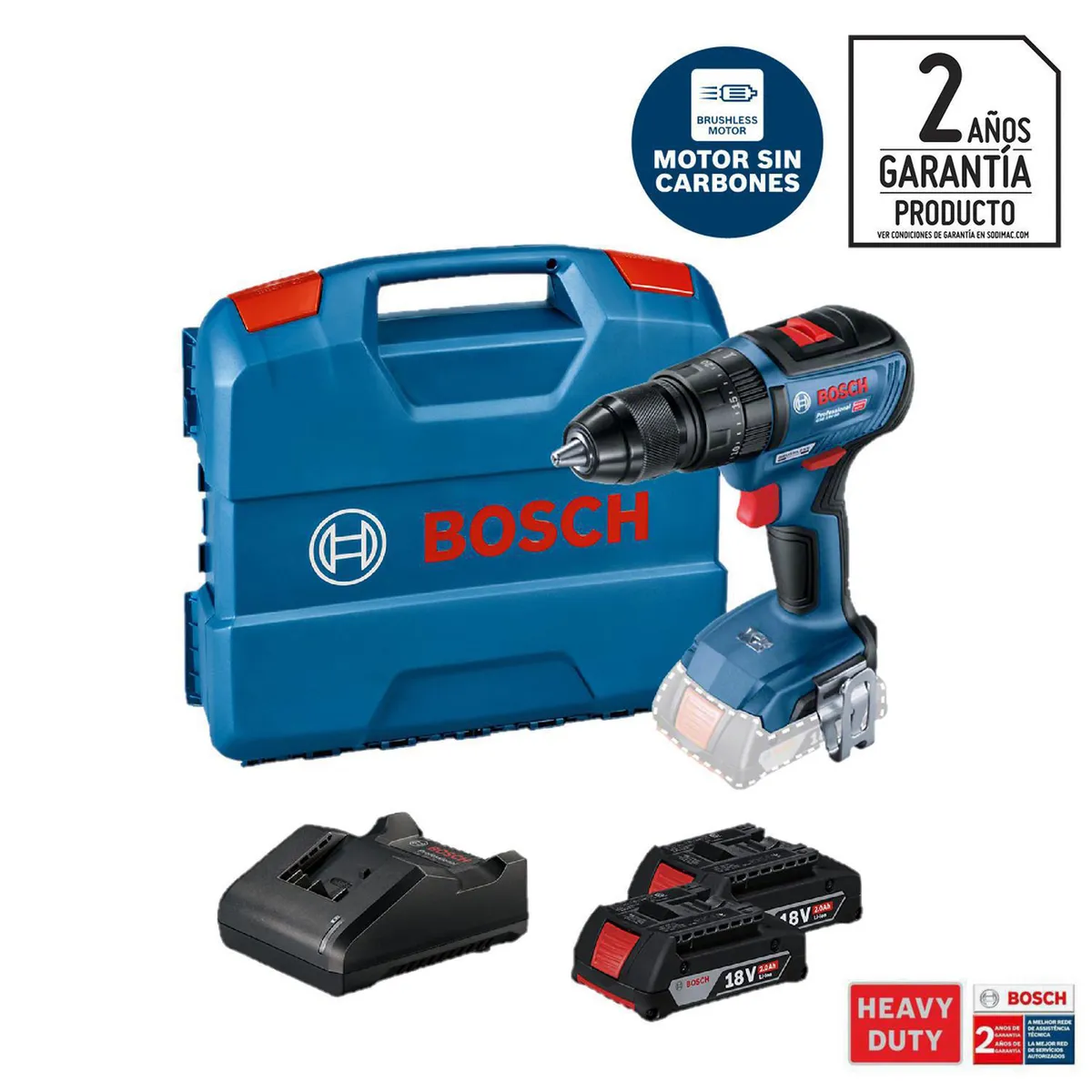 BOSCH - Taladro Inalámbrico Percutor 13 mm 18 V Brushless/2 Baterías