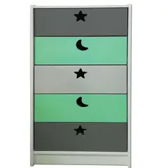 MUEBLES KIDS - Cajonera 5 Cajón(es) Verde Gris 60x115x40 cm Verde