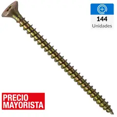 MAMUT - Tornillo Tirafondo Cabeza Phillips Madera 3 " 10 mm 144 Unidades