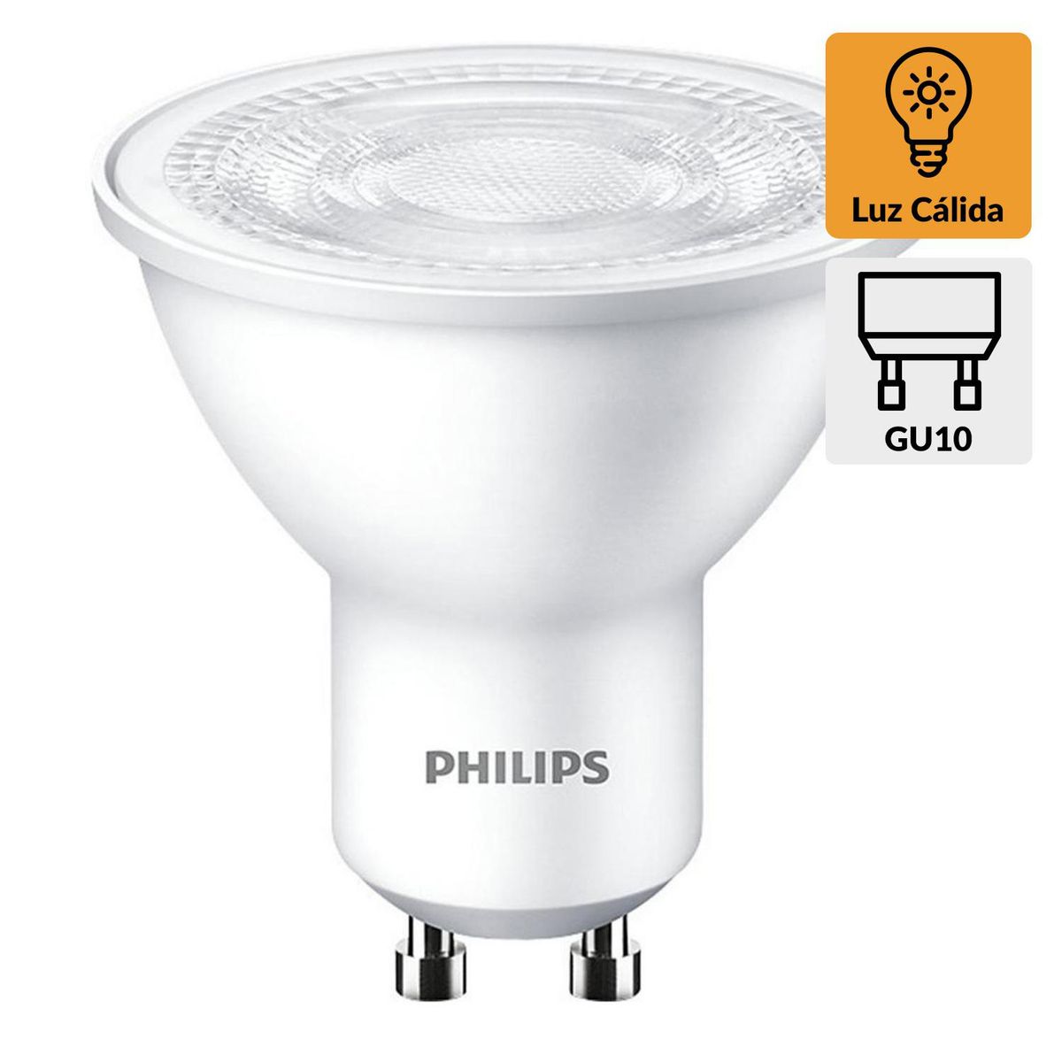 PHILIPS - Ampolleta LED GU10 4,7W luz cálida