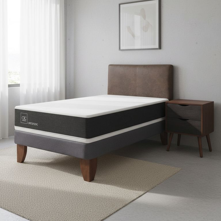 Cama Europea Ortopedic 1.5 Plazas + Muebles