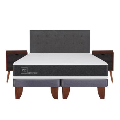 Cama europea  ortopedic 2 plazas bd + muebles