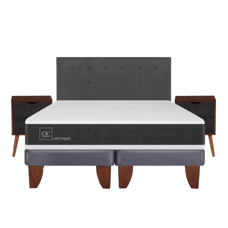 CIC Cama Europea Ortopedic 2 Plazas Bd + Muebles