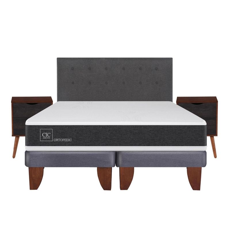 CIC - Cama europea  ortopedic 2 plazas bd + muebles