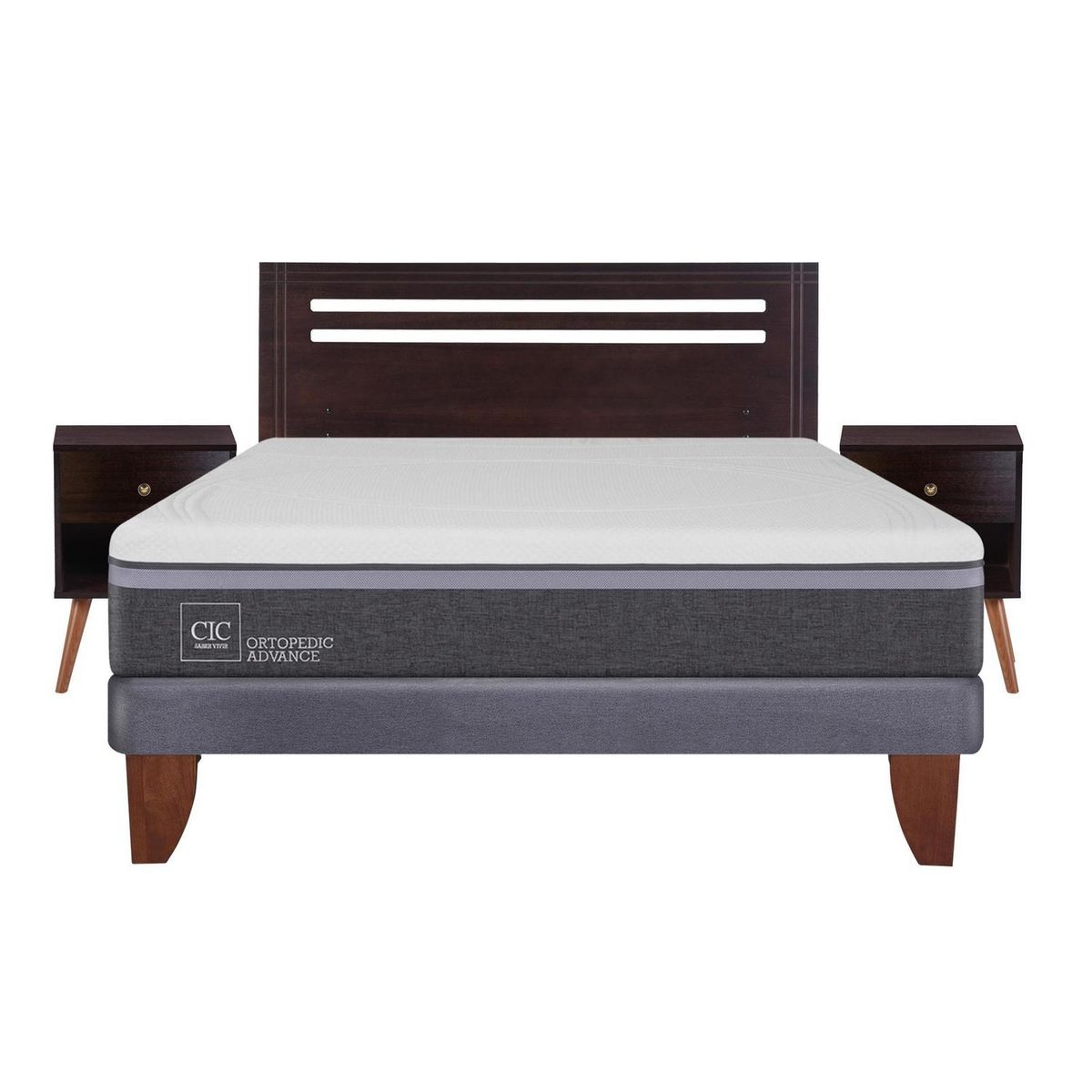 CIC - Cama europea ortopedic advance 2 plazas bn + muebles