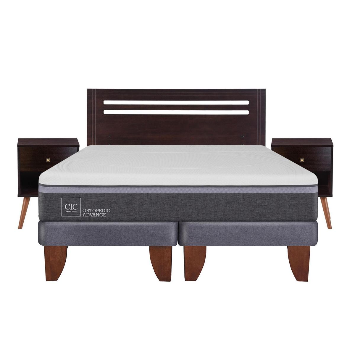 CIC - Cama europea ortopedic advance 2 plazas bd + muebles