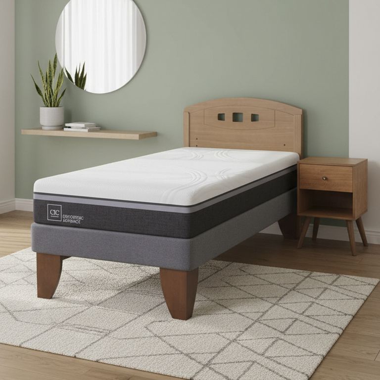 CIC Cama Europea Ortopedic Advance 1.5 Plazas + Muebles