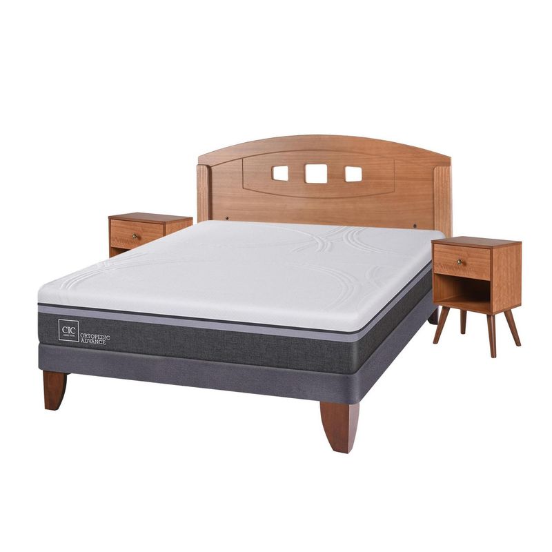 CIC - Cama europea ortopedic advance 2 plazas bn + muebles