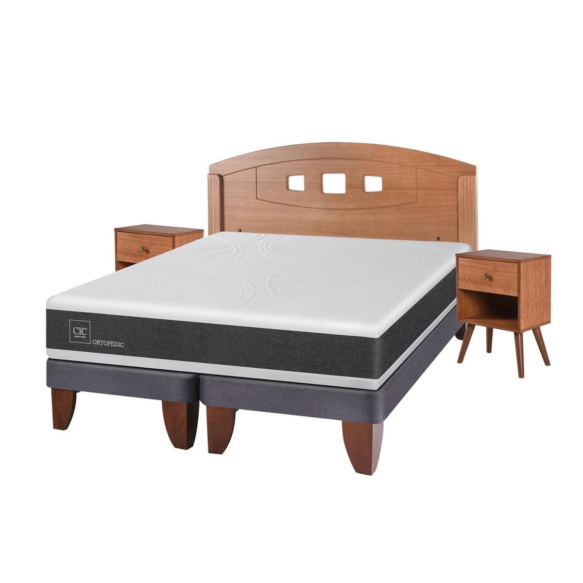 CIC - Cama europea ortopedic advance 2 plazas bd + muebles