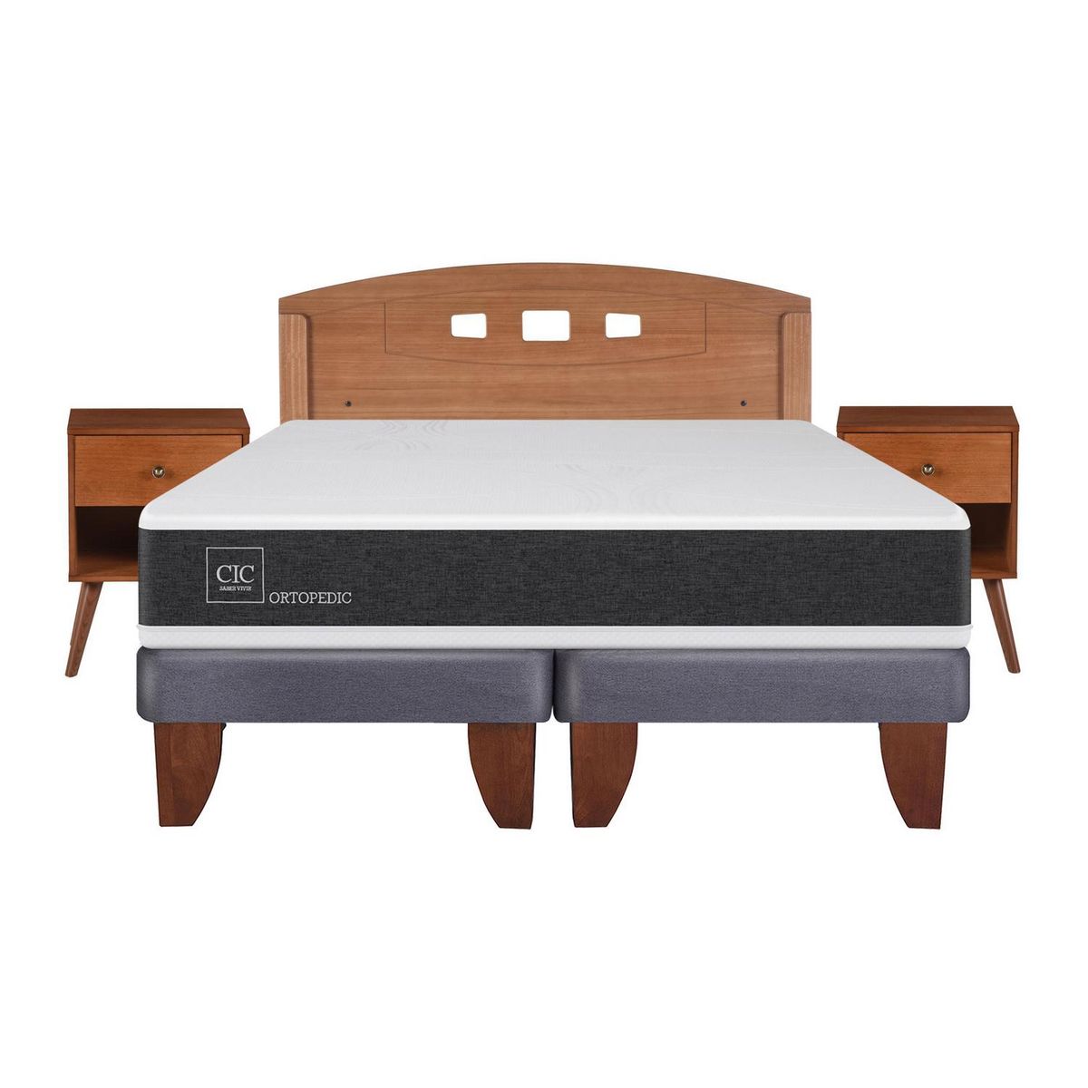 CIC - Cama europea ortopedic advance 2 plazas bd + muebles