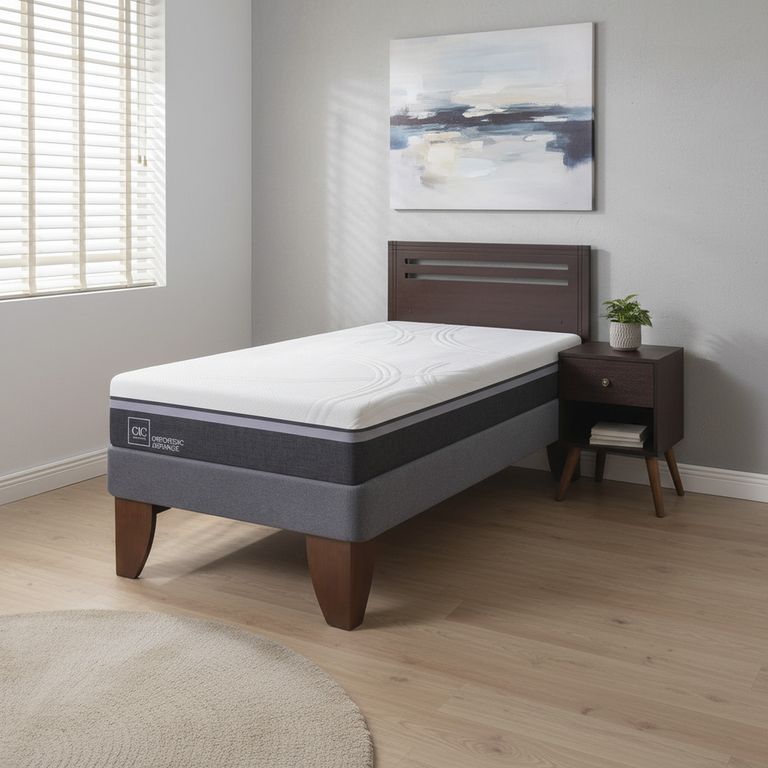 Cama Europea Ortopedic Advance 1.5 Plazas + Muebles