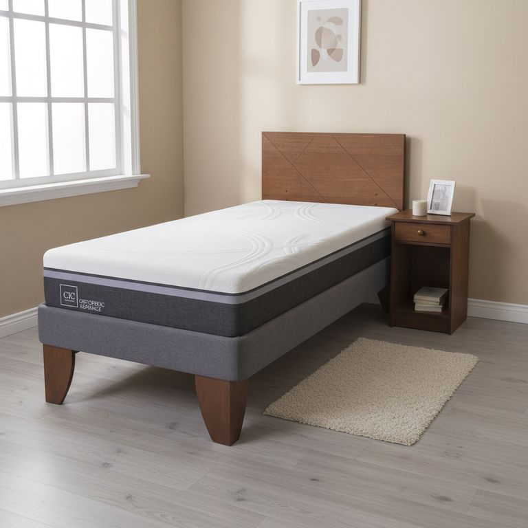 CIC Cama Europea Ortopedic Advance 1.5 Plazas + Muebles