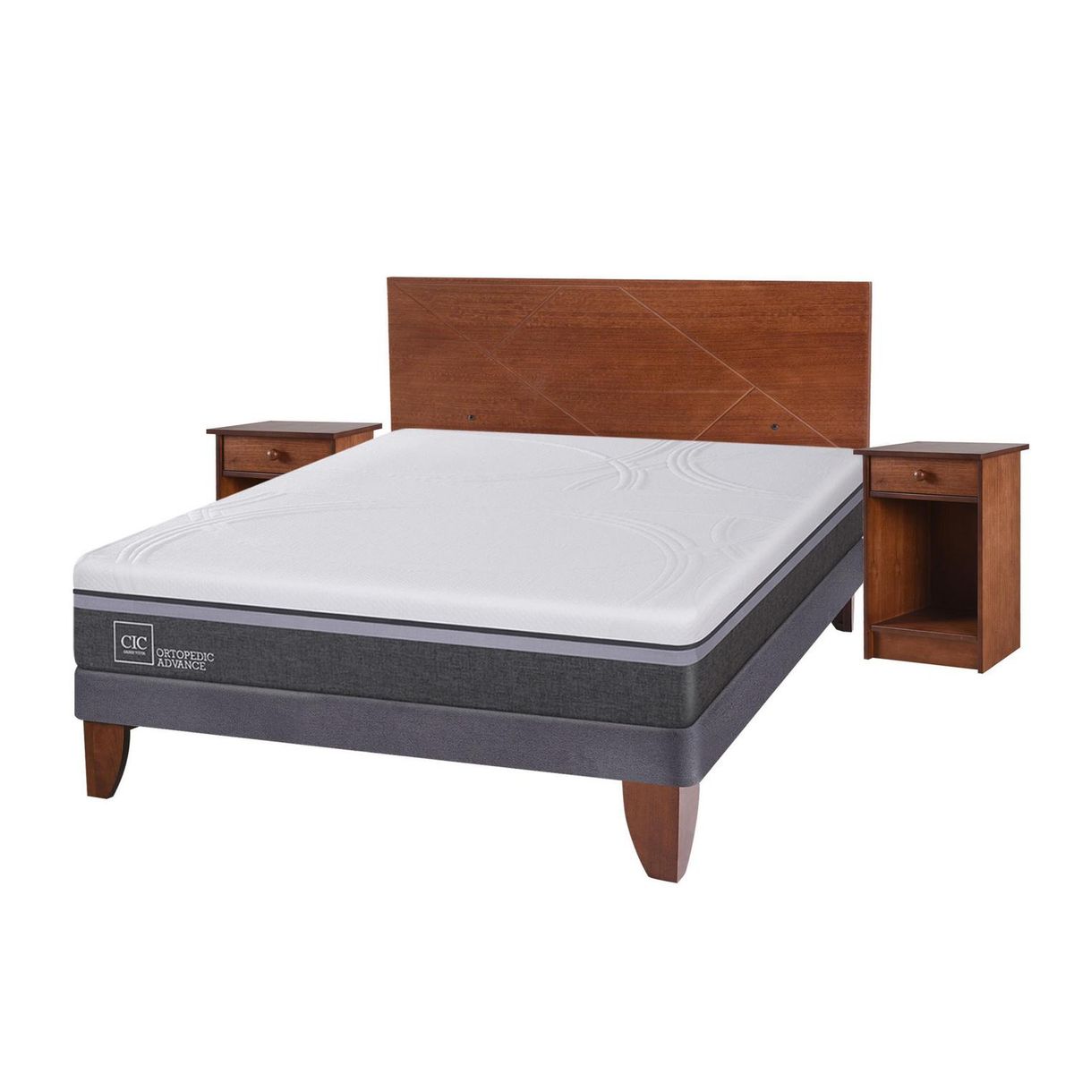 CIC - Cama europea ortopedic advance 2 plazas bn + muebles