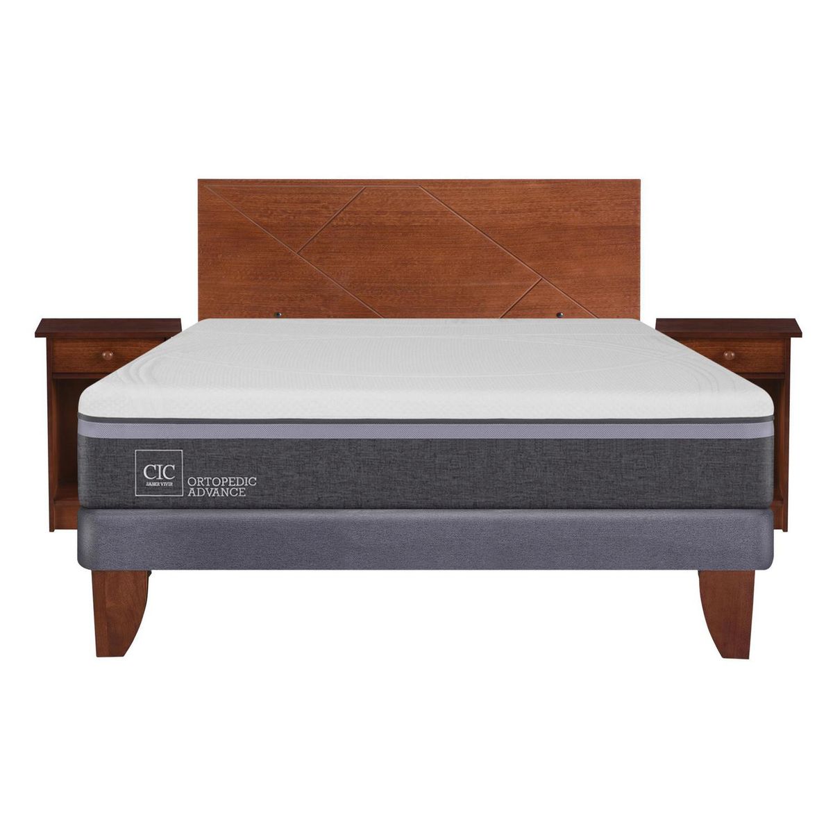 CIC - Cama europea ortopedic advance 2 plazas bn + muebles