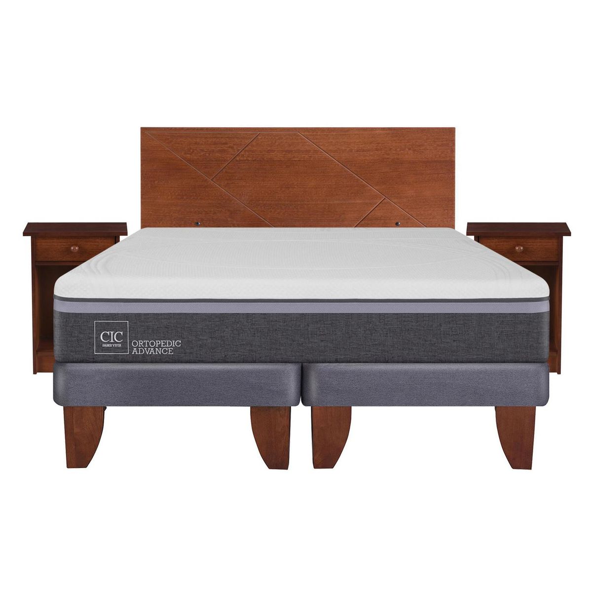 CIC - Cama europea ortopedic advance 2 plazas bd + muebles