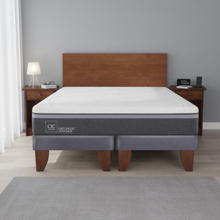 Cama Europea Ortopedic Advance 2 Plazas Bd + Muebles