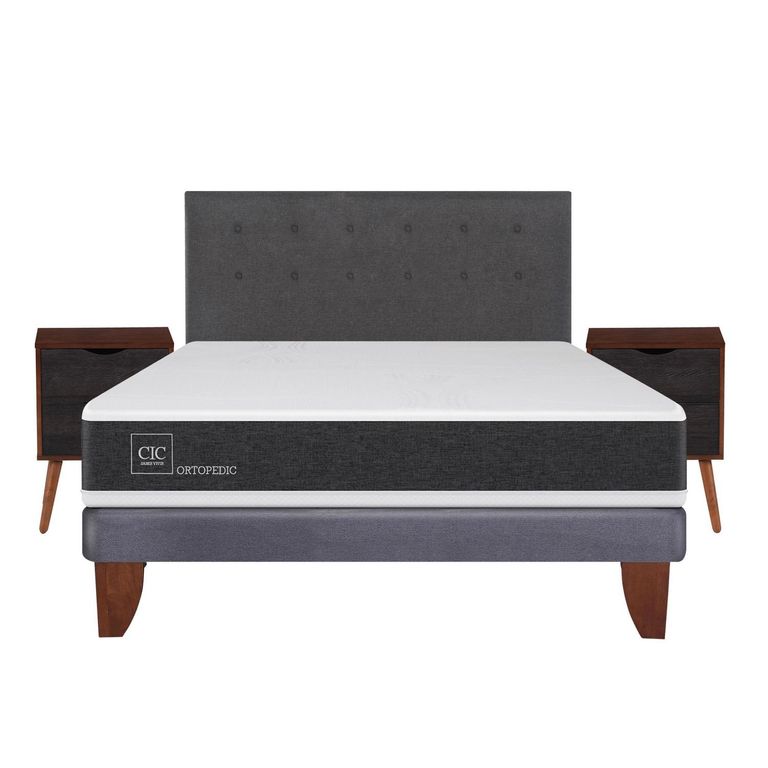 CIC Cama Europea Ortopedic 2 Plazas Bn + Muebles