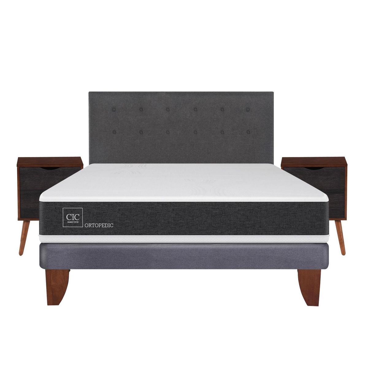 CIC - Cama europea ortopedic 2 plazas bn + muebles