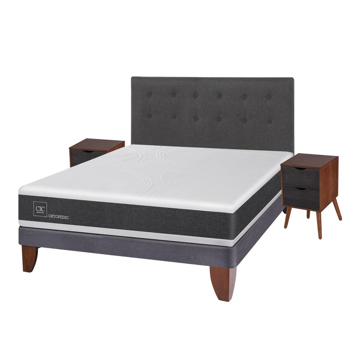 CIC - Cama europea ortopedic 2 plazas bn + muebles