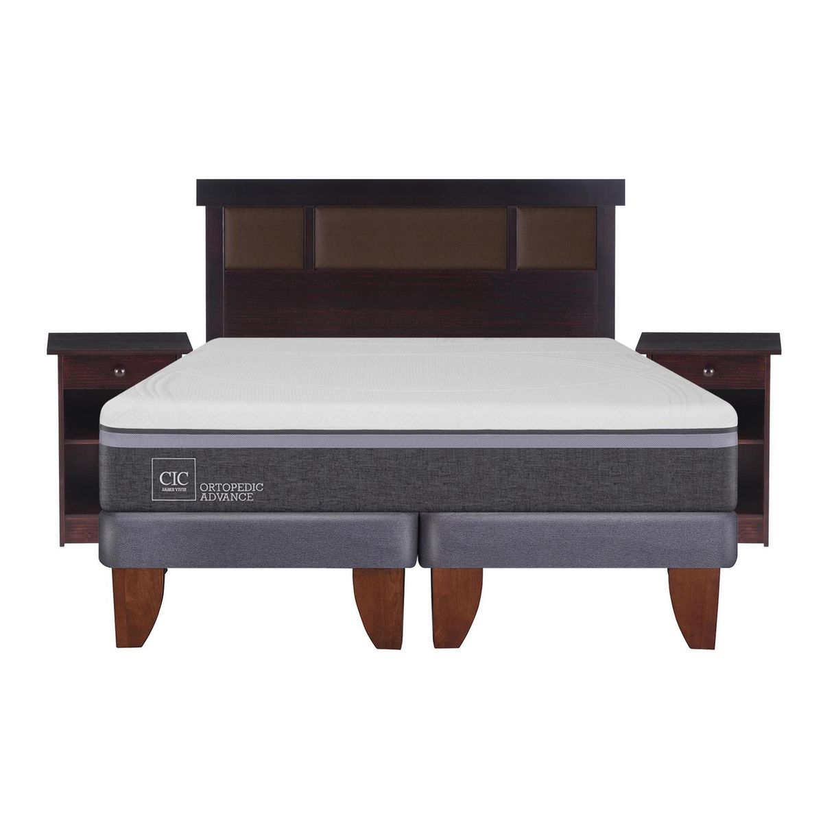 CIC - Cama europea ortopedic advance 2 plazas bd + muebles