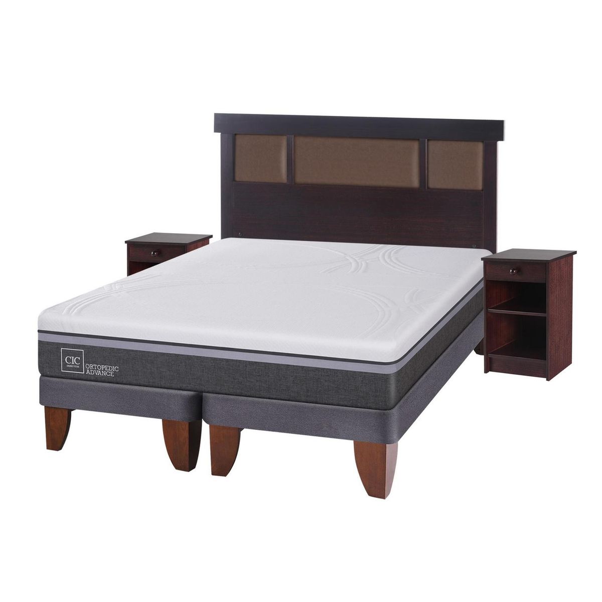 CIC - Cama europea ortopedic advance 2 plazas bd + muebles