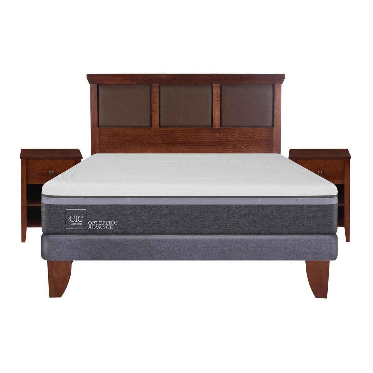 CIC - Cama europea ortopedic advance 2 plazas bn + muebles