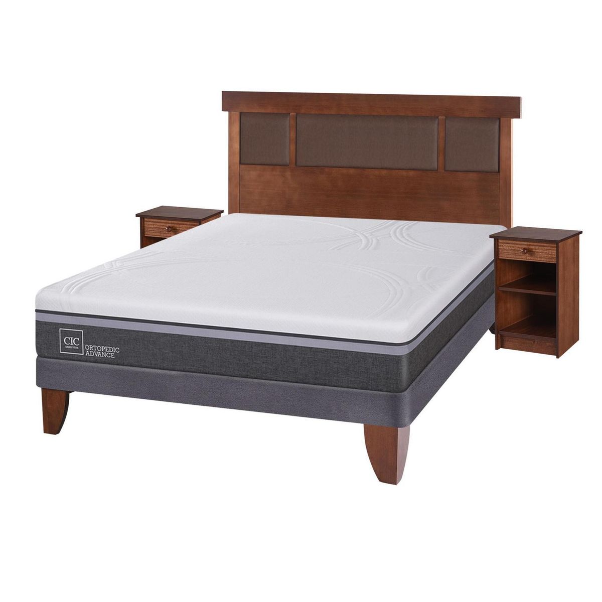 CIC - Cama europea ortopedic advance 2 plazas bn + muebles